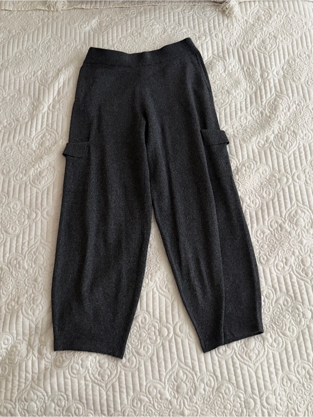 Halogen Charcoal Grey Sweater Knit Cargo Pants Wide Leg Size Small